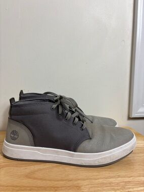 TIMBERLAND Men’s Davis Square Sneakers Grey leather and Fabric Size 9